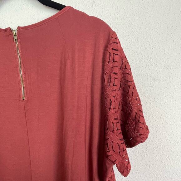 NWT Market &‎ Spruce Top Size 2X – Red Rust Geometric Lace Layered Look - Picture 2 of 6